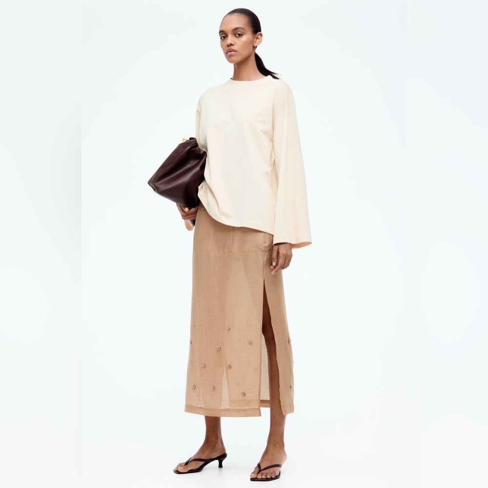 NWT H&M EMBELLISHED SHEER SKIRT
